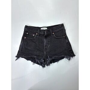 Abercrombie & Fitch The Mom Short High Rise Black Denim Cut Off Shorts Size 25 0